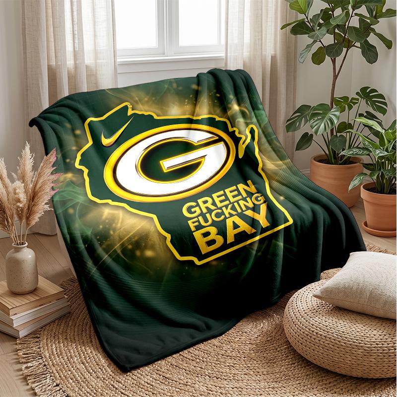 Green Bay Packers Flannel Fleece Blanket Cozy Warm Throw Blanket For Couch Bed Travel All Season Use