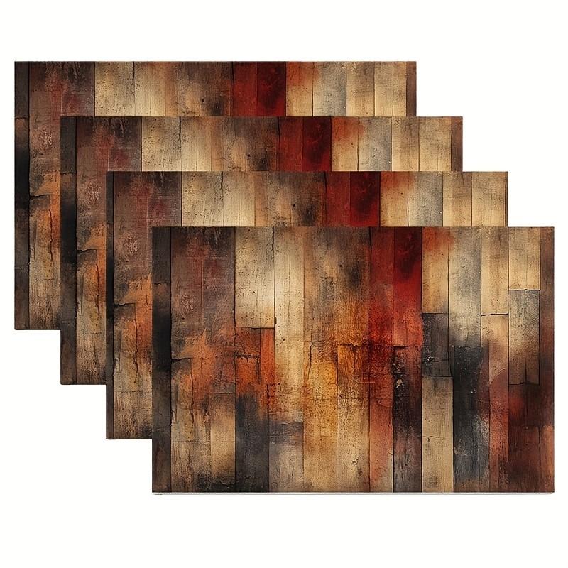 Distressed Vintage Wood Grain Placemats,Table Decor,Heat Insulation Mats for Cabin Dining Room,Rustic Kitchen Table Protection