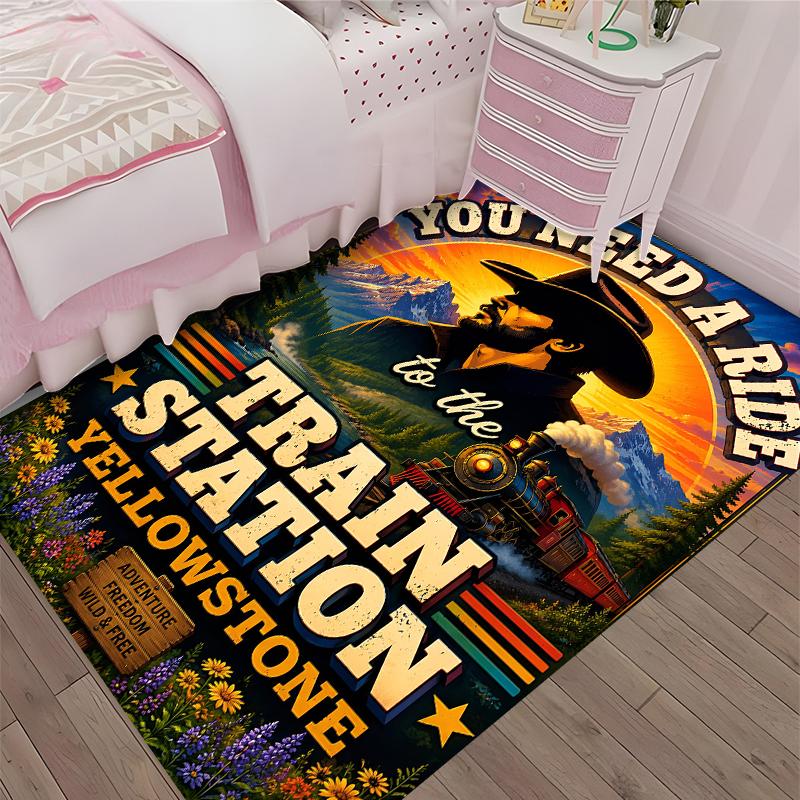 Yellowstone Printed Carpet, Rug for Office Chair Living Room Bedroom Kitchen Room Decor Gifts.