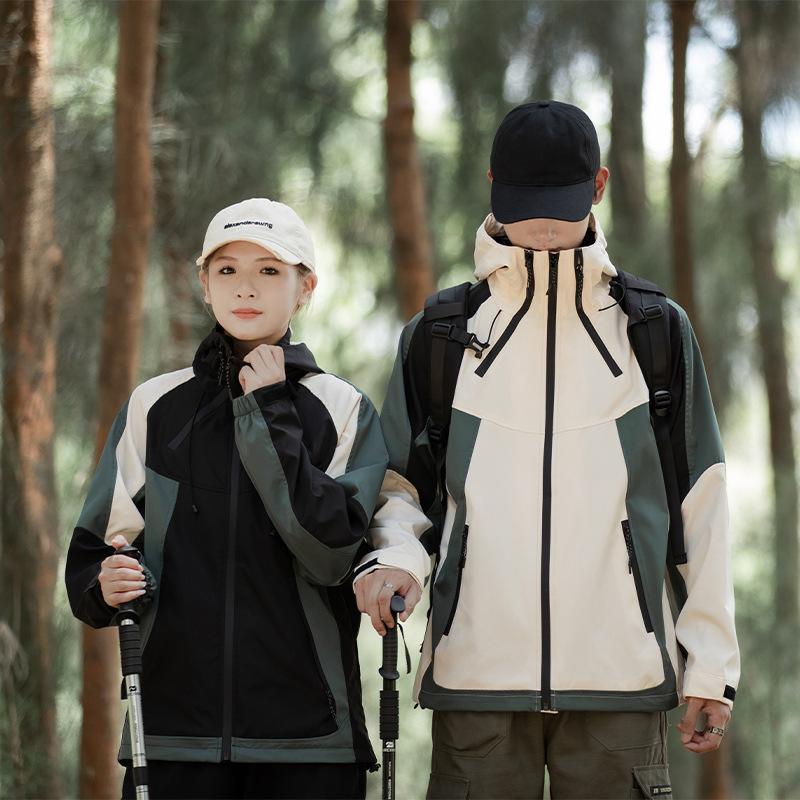 Ветрозащитная водонепроницаемая свободная куртка осень новая контрастная цветная куртка для отдыха на природе кемпинг толстовка с капюшоном модная мужская одежда топ