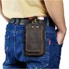 Real Leather Men Casual Design Small Waist Bag Cowhide Fashion Hook Bum Bag Waist Belt Pack  6" Phone Pouch