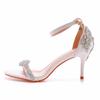 Temperament a Line with a Shallow Slit Stiletto Sandals White Diamond Suitable for Banquet Stiletto Sandals Women's Shoes 7 Cm