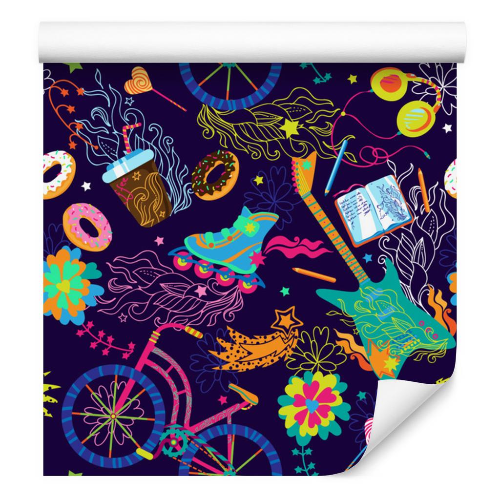 Wallpaper Colorful Youth Collage for Living Room and Bedroom 50x1000
