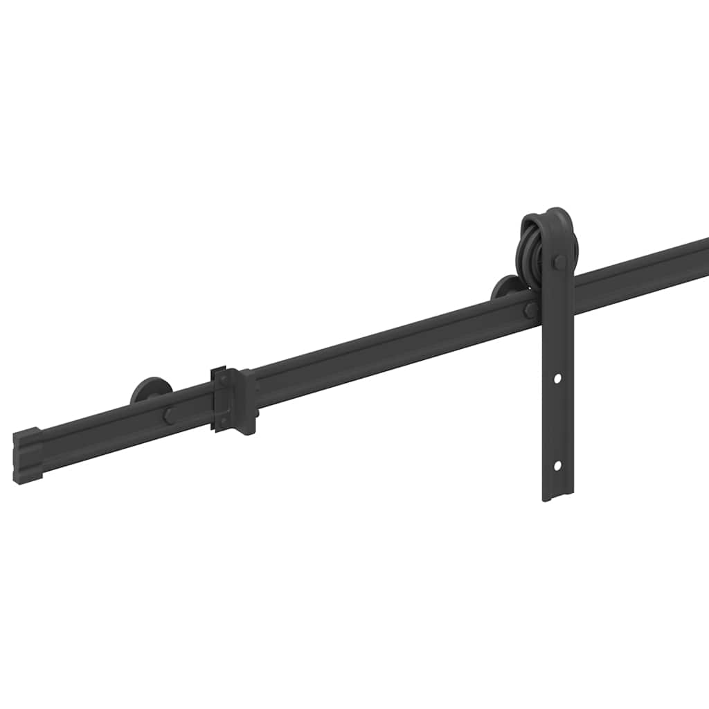 Sliding Door Hardware Set 200 cm Steel Black