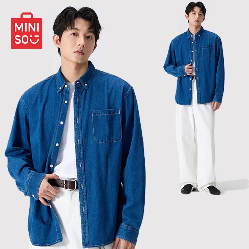 MINISO Мужская джинсовая рубашка с эффектом стирки