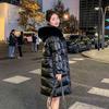 Стильная зимняя куртка женская блестящая пуховая куртка Slim Fit длинная стеганая куртка
