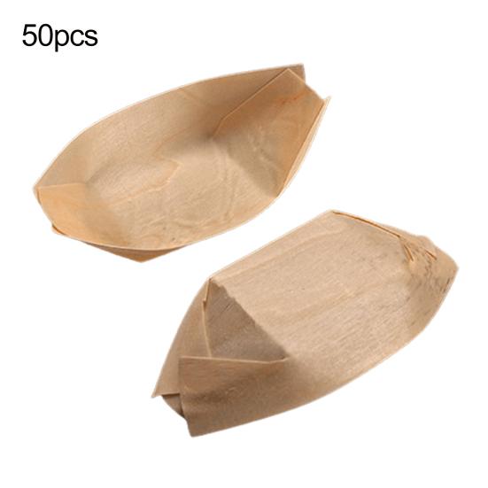 50 шт., практичные, удобные, многоцелевые, одноразовые, ручной работы, в форме лодки, тарелка для еды, десерта, кухонные принадлежности, поднос для закусок