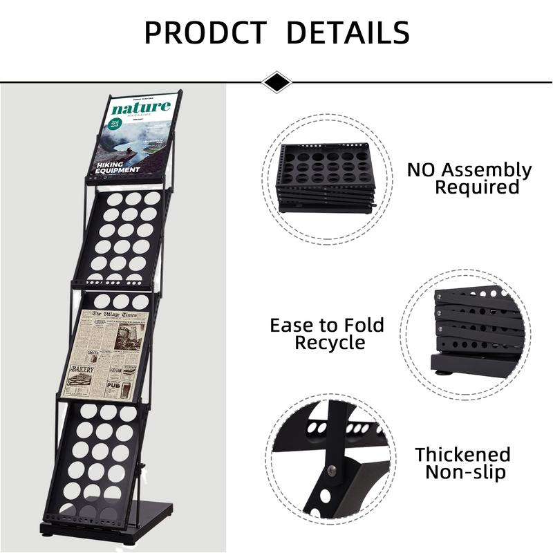 Стенд для брошюр Стенд для литературы Стенд для флаеров Складной держатель каталогов Напольный В комплекте сумка для переноски Портативный