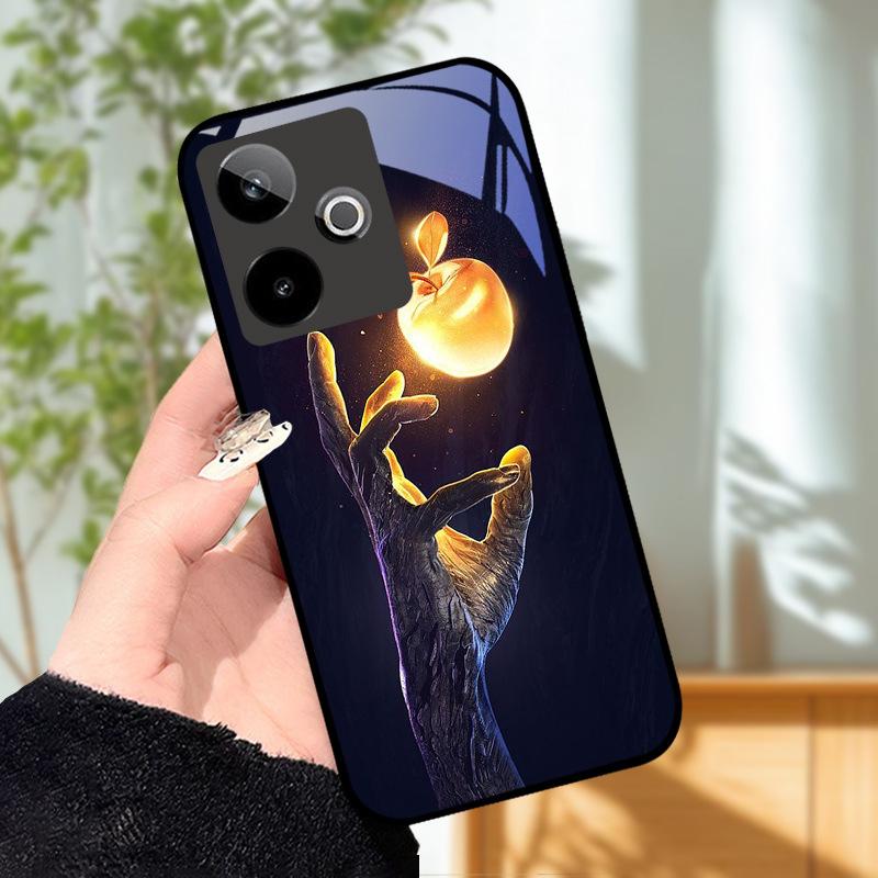 Для Realme GT7 5G Чехол Роскошный Чехол с Рисунком Закаленное Стекло Чехол для Телефона Для Realme GT 7 Fundas Жесткий PC Ударопрочный Корпус Бампер