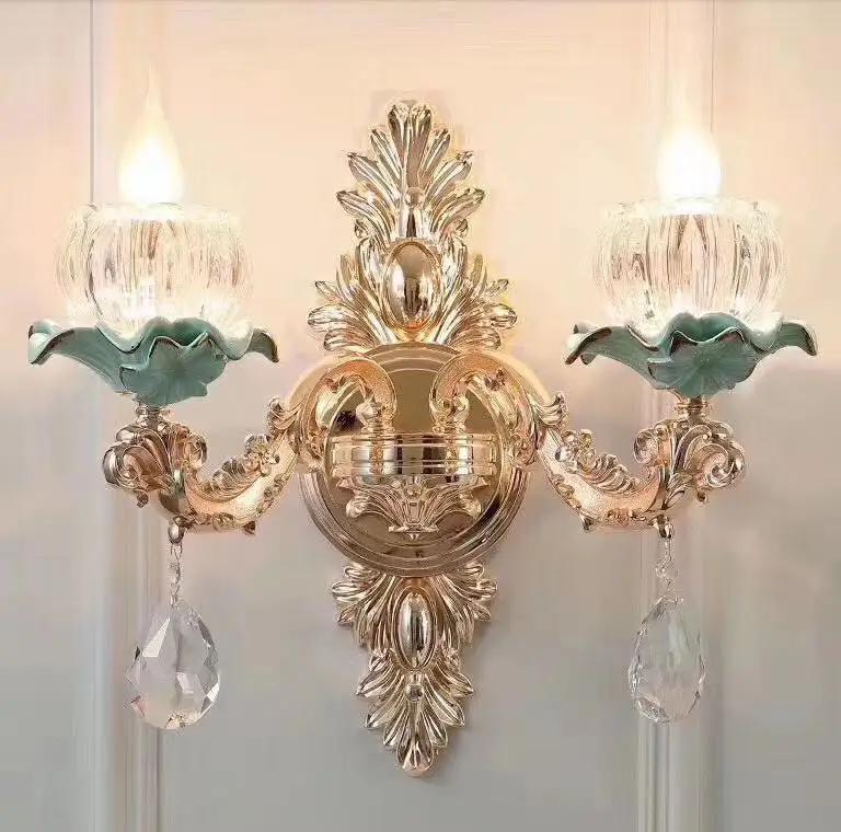 Стеклянные кристаллы для люстр Зеленые керамические люстры Цинковый сплав Золото Освещение гостиной Хрустальные люстры для столовой