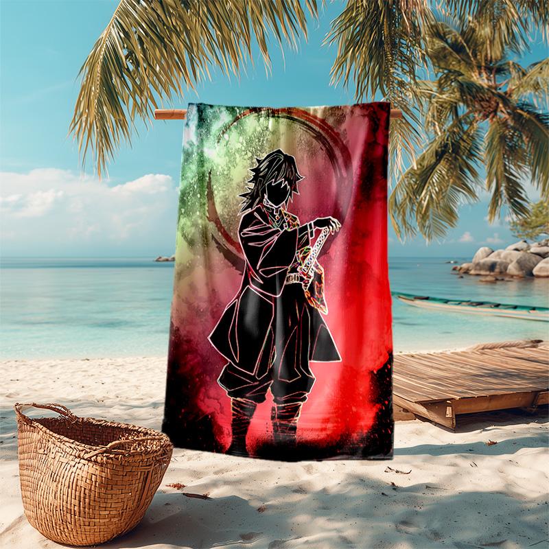 Japanese artist Koyoharu Gotouge's Demon Slayer beach towel, outdoor camping vacation swimming beach towel, outdoor absorbent bath towel blanket K11