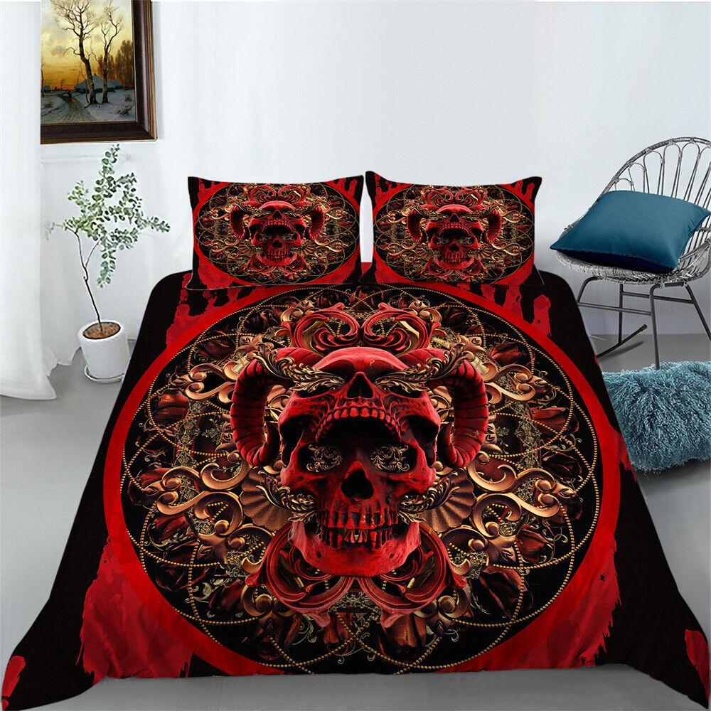 3D Skull Duvet Cover Bedroom Decor Youth Bedclothes Fashion Bedding Cover Suit