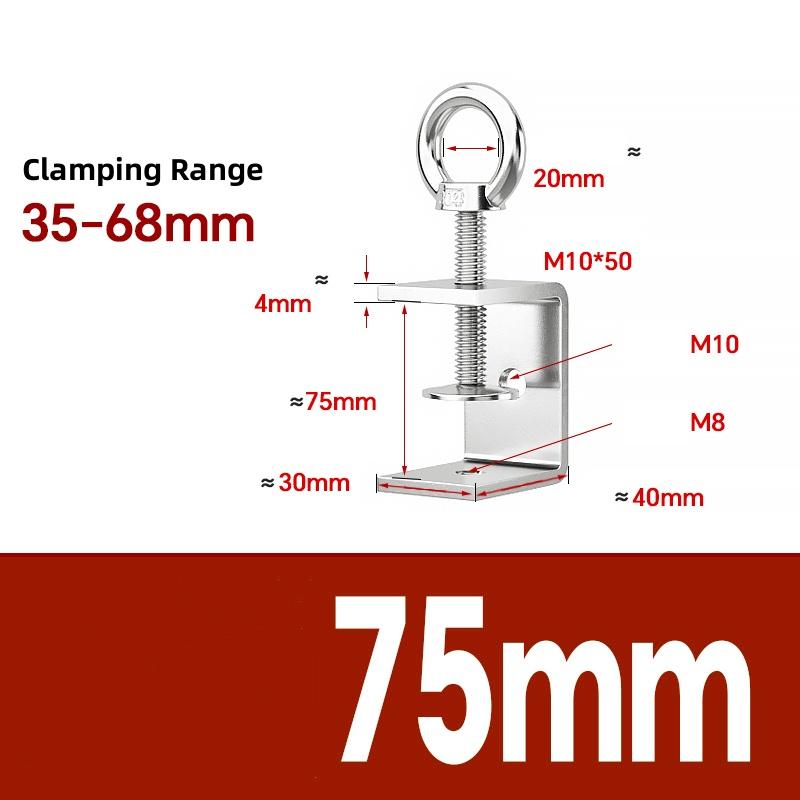 1pcs 304 Stianless Steel Tiger Clamp C-clamp Steel Pipe Square Clamps Adjustable Fixed Holder Clips ID 20~130mm Multiple Shapes