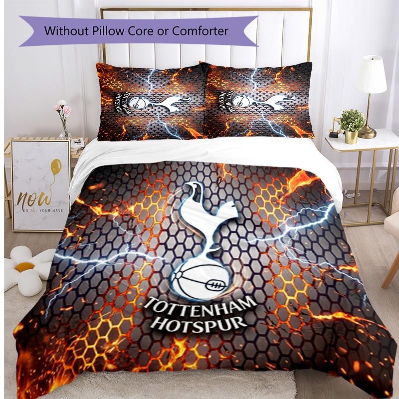 Tottenham Hotspur Pattern Printed 3PCS Bedding Set Soft Skin-Friendly Washable Duvet Cover & Pillowcases Set All Season Bedroom