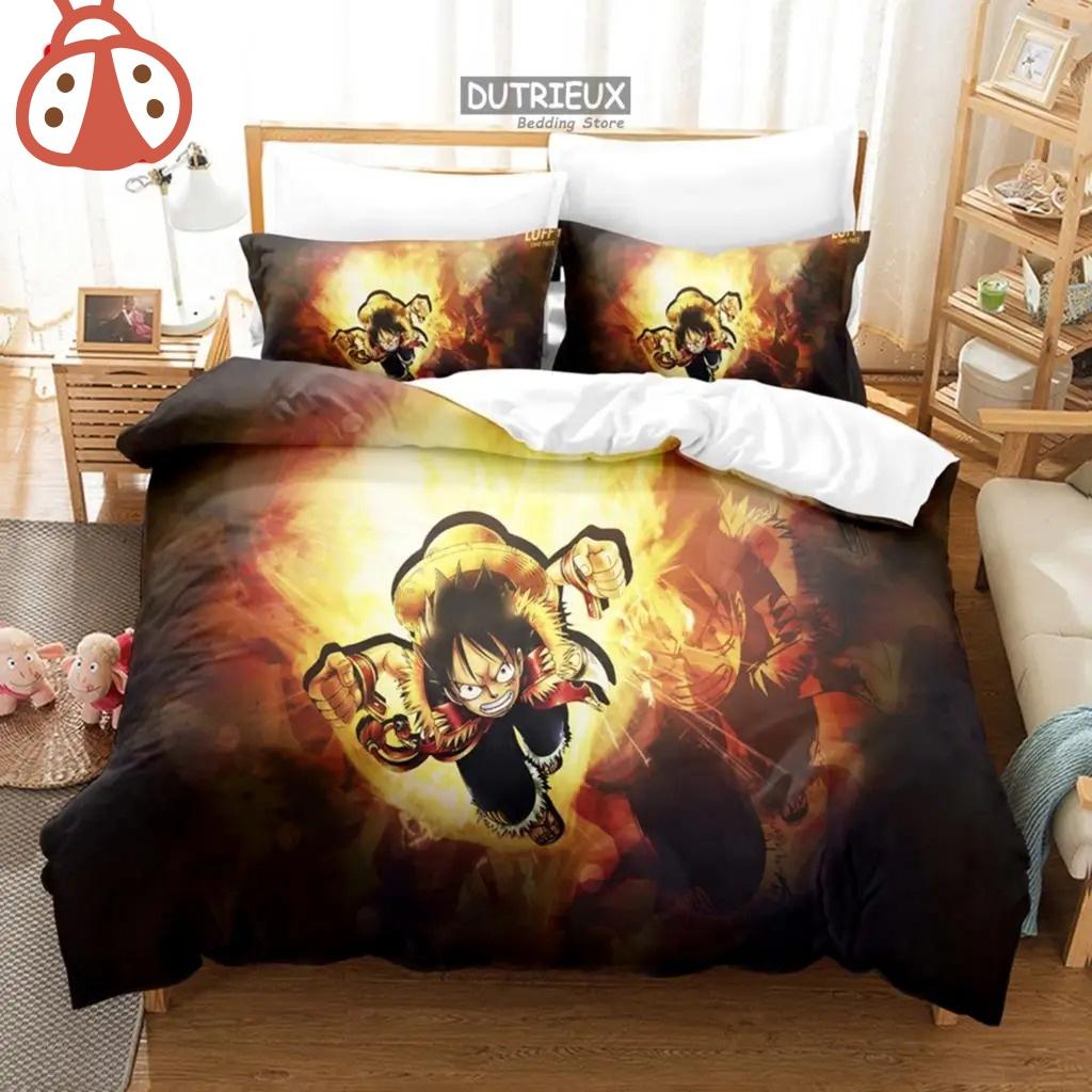 Постельное белье с аниме ONE PIECE, размер King Size, с рисунком Monkey D Luffy Odyssey, комплект пододеяльника, одеяла