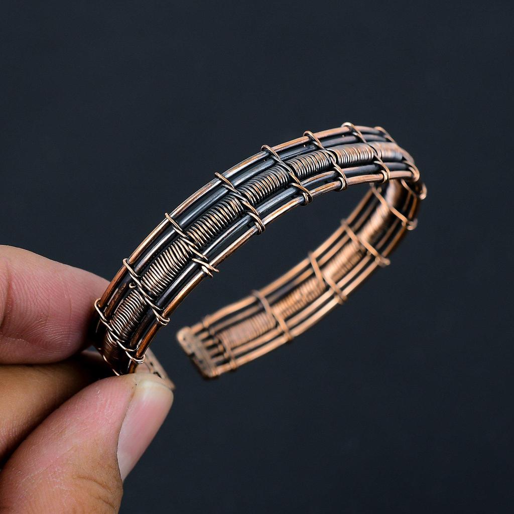 Окисленный браслет Банле тумака медной проволоки обернутый регулируемый