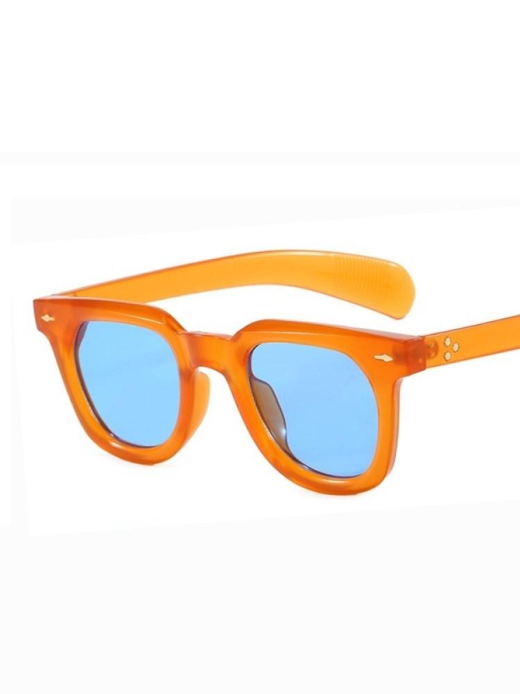 Винтажные квадратные солнцезащитные очки для мужчин и женщин, модные, защита UV400, увеличенные, с заклепками, прямоугольные, для вождения