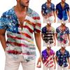 Новая мужская рубашка с короткими рукавами и принтом ко Дню независимости Америки, повседневный пляжный топ, лето