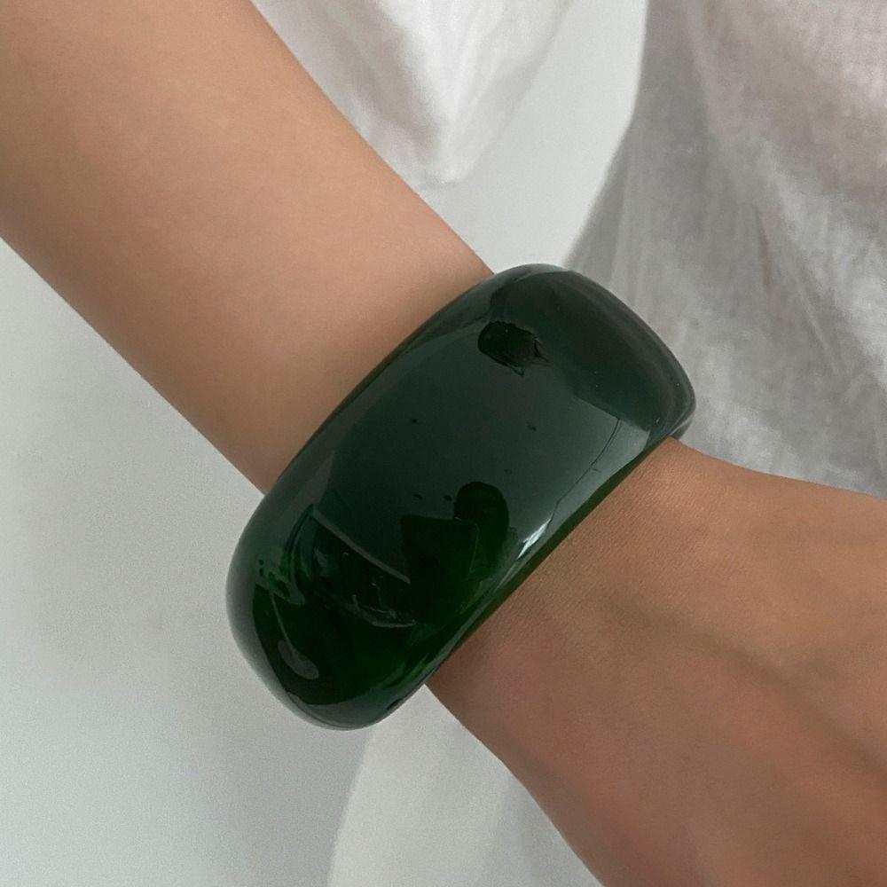 Green Resin Bracelets Irregular Women Bangles Vintage Chunky Bangles Gifts