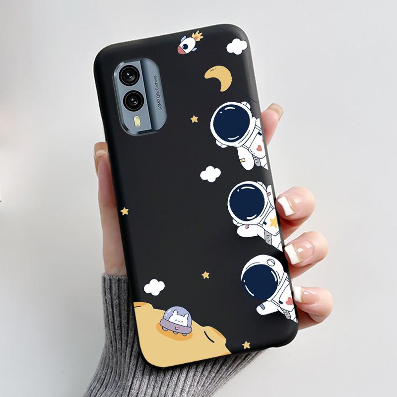 Casing For Nokia X30 5G Case Aesthetic Fashion Cute Cat Astronaut Cartoon Black Silicone Soft Shockproof Phone Case Back Cover