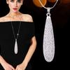 SINLEERY Dazzling Teardrop Pendant Necklace Black Gun Silver Color Full Cubic Zirconia Long Necklace For Women Jewelry ZD1 SSI