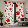 2pc Gorgeous Style Red Floral Print Curtains, Polyester Fabric, Machine Washable, Suitable for Bedroom Living Room Decoration