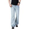 Мужские расклешенные джинсы средней посадки, мужские облегающие повседневные брюки из денима, светло-голубые джинсы