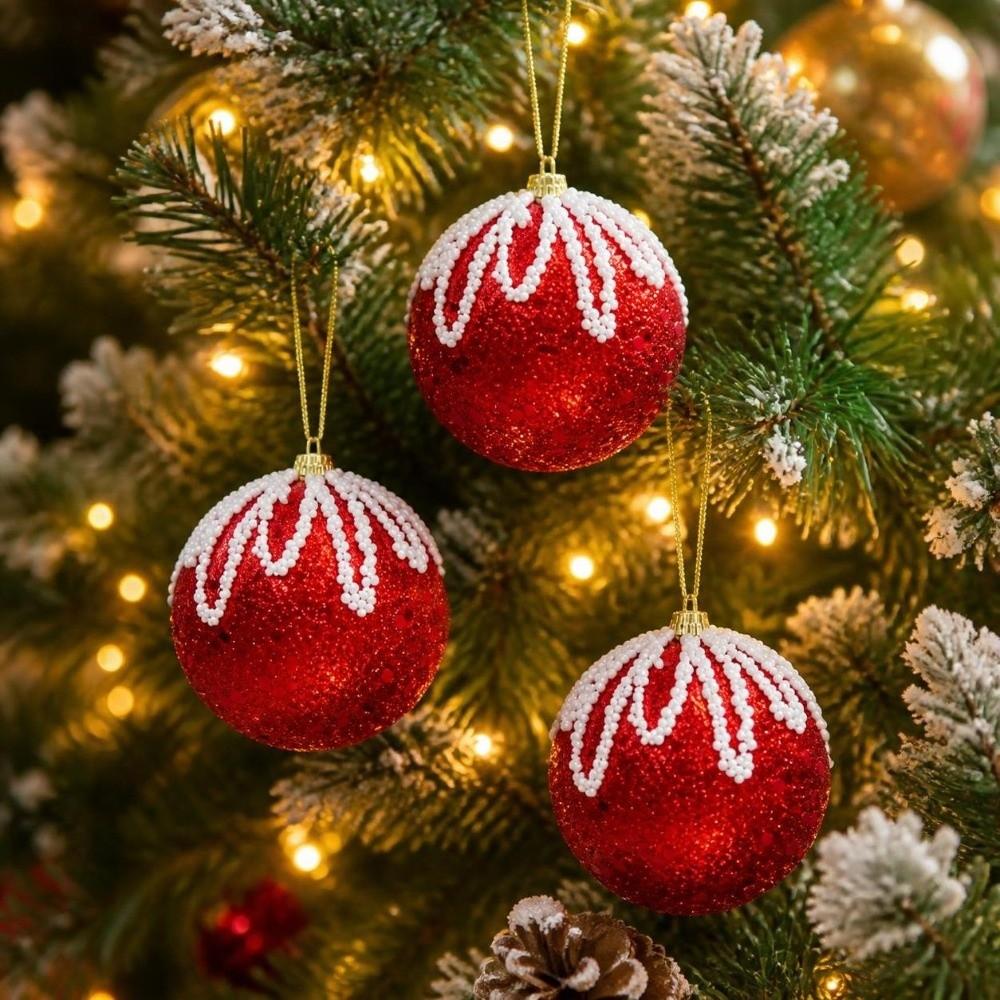3Pcs/Set 8CM Christmas Ball Shiny Xmas Baubles Durable Christmas Pendant Decorations Party
