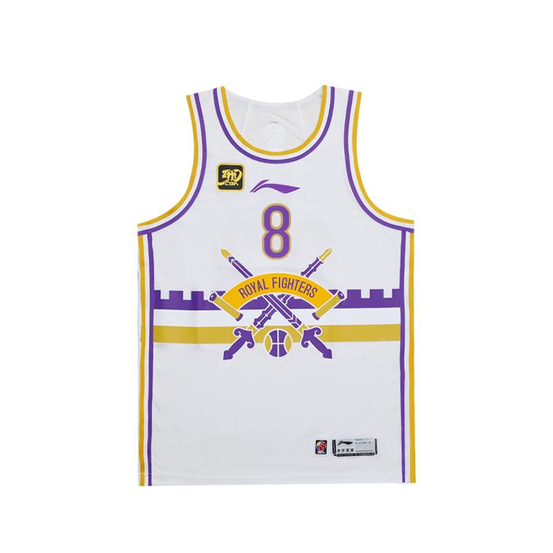 Li Ning Серия CBA Принт Круглый вырез Удобный Дышащий Универсальный Повседневный Баскетбольный Джерси Мужской джерси Стандартный-Белый AAYUA09-1