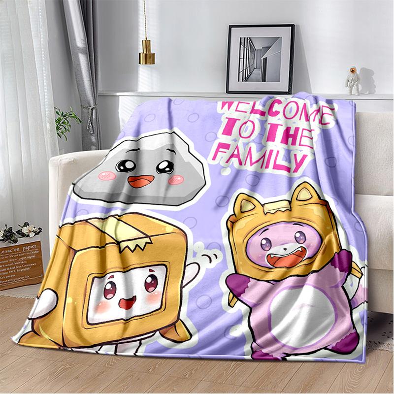 Мягкое плюшевое одеяло Happy Rocky, Foxy и Boxy Lankybox, фланелевое одеяло для гостиной, спальни, кровати, дивана, пикника