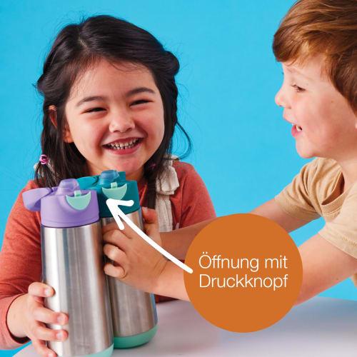 b.box Insulated Drink Bottle with Spout, Keeps Drinks Hot or Cold, One-Push Operation, Top-Rack Dishwasher Safe [Authentic b.box Product] [Stainless S