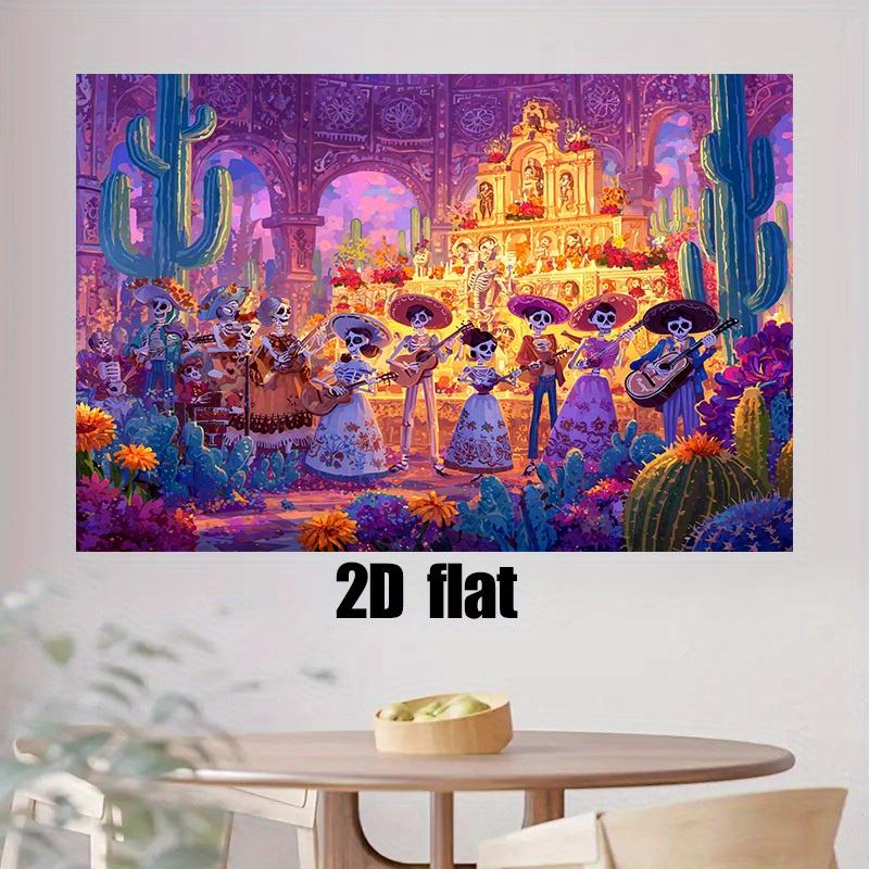 1Pcs 2D flat banner Halloween background fabric, filling the holiday with Mexican skull themed art