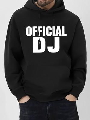 Official DJ Graphic Print Casual hoodie-Casual Pullover Sweatshirt - 100% Polyester Knit Fabric