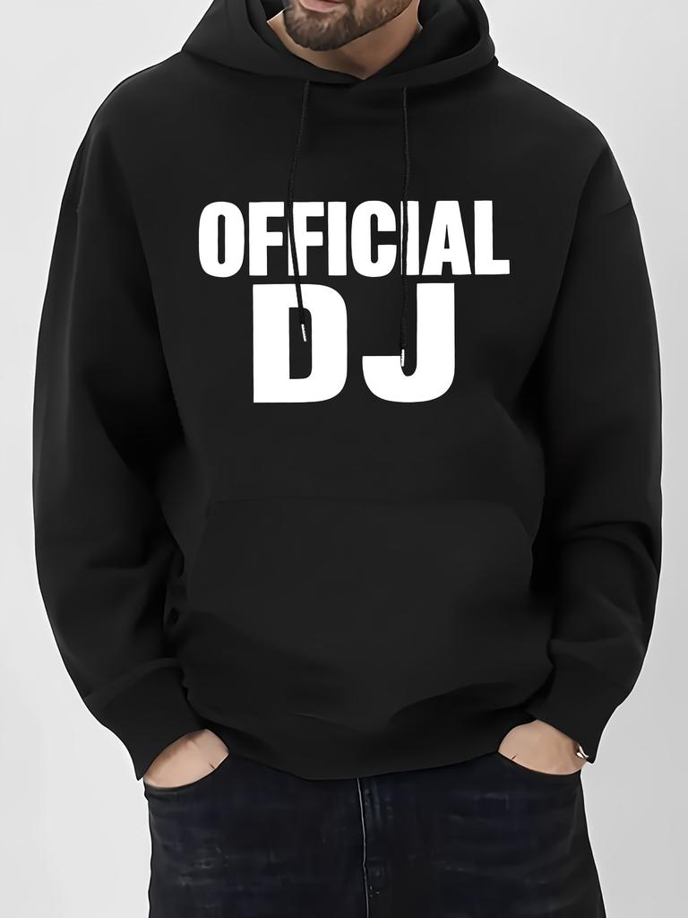 Official DJ Graphic Print Casual Hoodie - 100% Polyester Knit Fabric