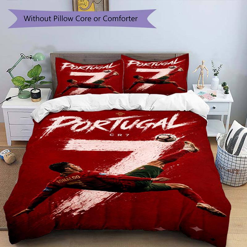 Ronaldo's Cr7 Celebration Moment Bedding Set, Breathable Duvet Cover with Pillowcases, Soft Bed Linen for Bedroom Home Decoration, Perfect Festival Bi