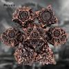 7 Pcs Copper Black Lotus Flower  Metal Dice Solid Metal Polyhedral Dice Set Suitable for Role-Playing RPG  Board Game Card Game
