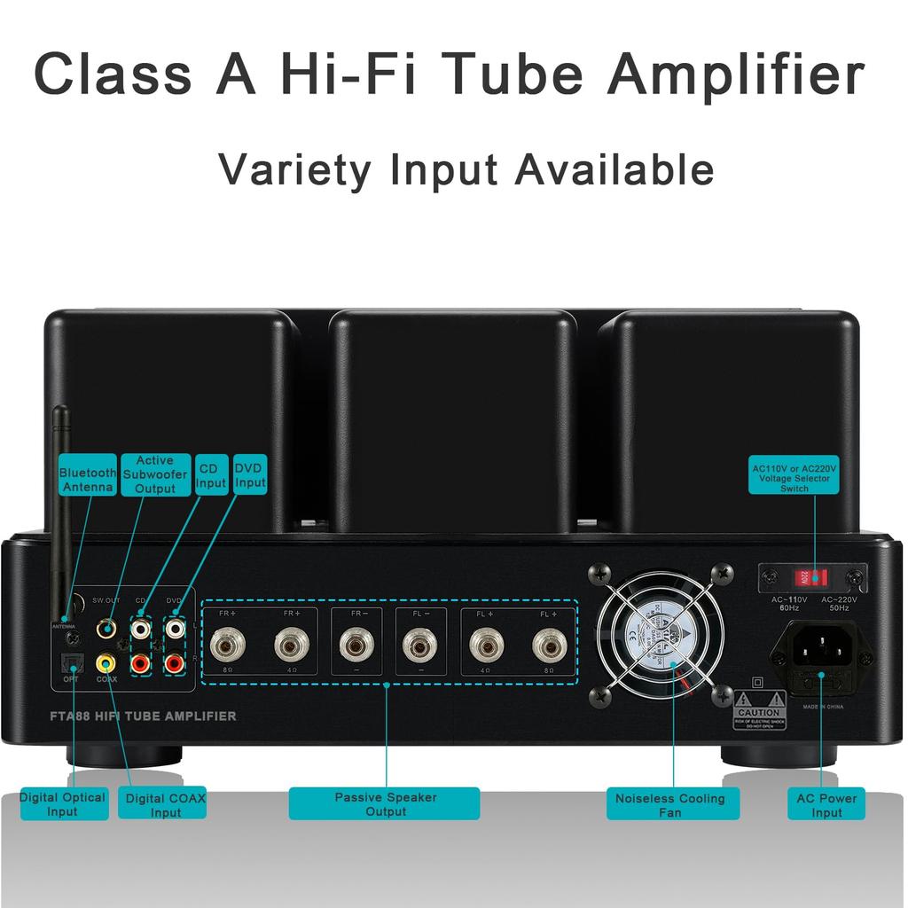 Juson Audio FTA88 180 Вт KT88 ламповый усилитель класса A HIFI вакуумный усилитель BT Mosfet Single End Dual Mode Remote 5.0 aptX-HD