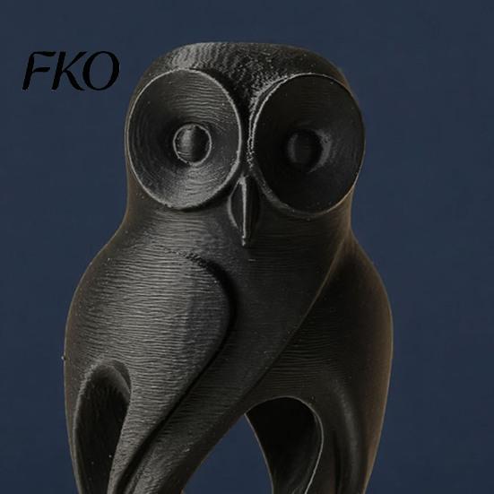 Burr-Free Sculpture 3D Printed Owl Figurine, Hollow Modern Art with Matte Black Finish, Minimalist Desk Decor for Home Office Bookshelf, Creative