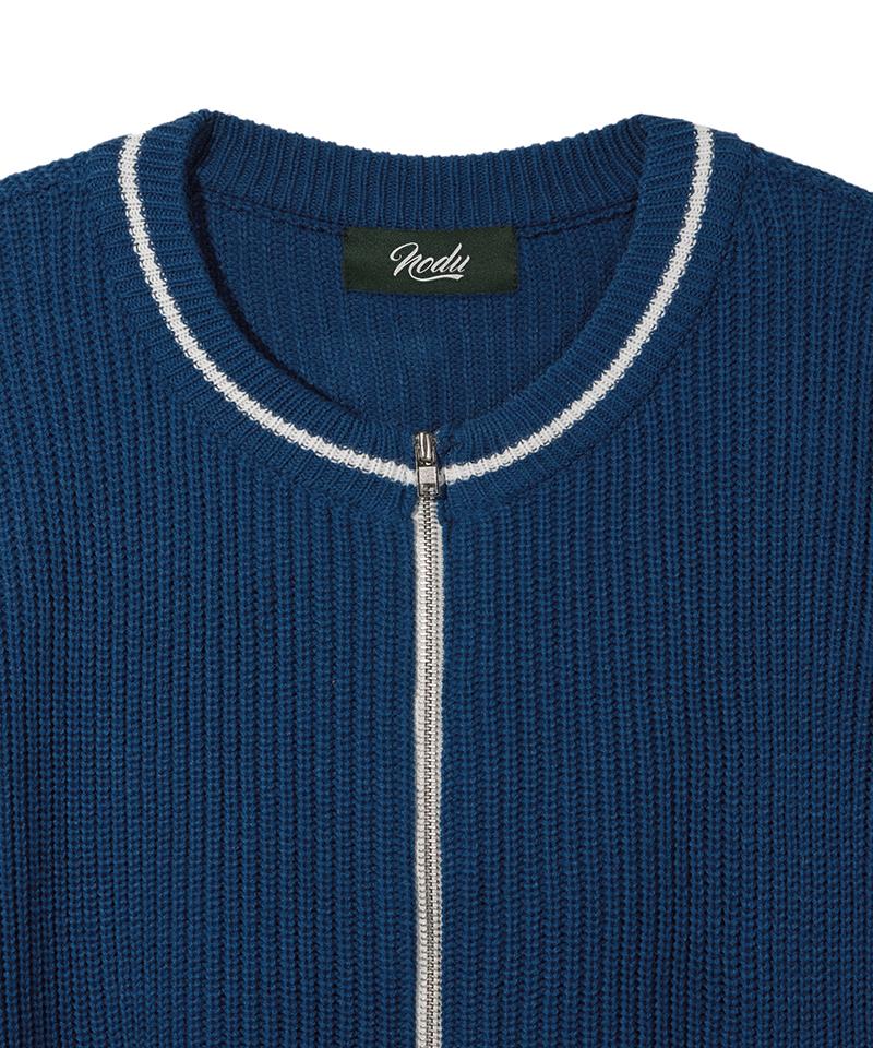 Вязаный кардиган Nodu Varsity с двусторонней молнией [Синий]