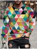 Stylish Geometric Triangle Print Long Sleeve T-shirt, Casual Fashion Top for Men