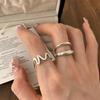 Открытое металлическое кольцо с неровной волной: Ретро, Универсальный дизайн для женщин