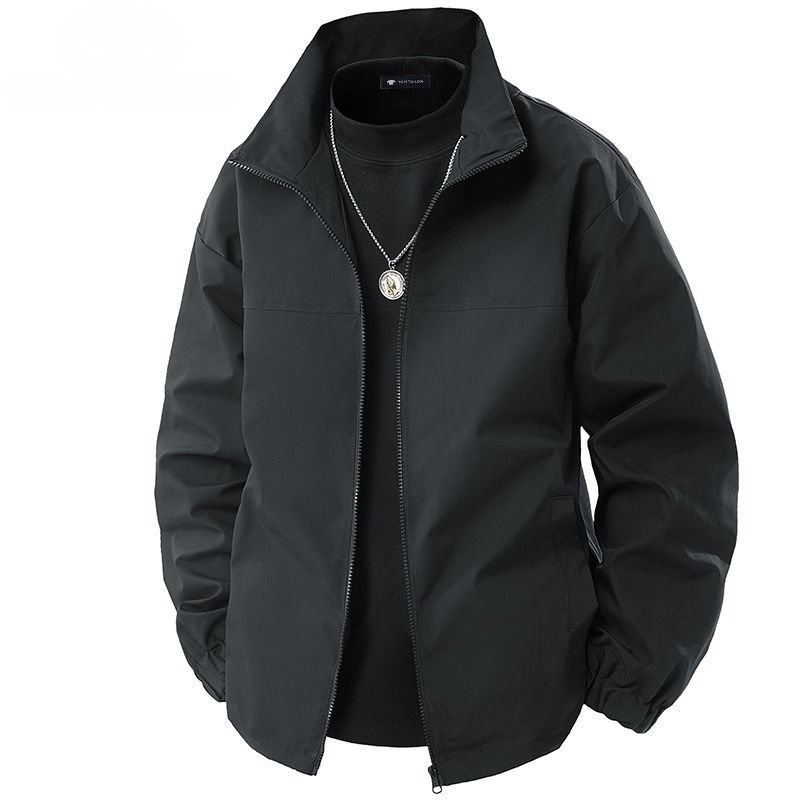 Men S Casual Long Sleeve Loose Fit Color Block Zip Up Jacket