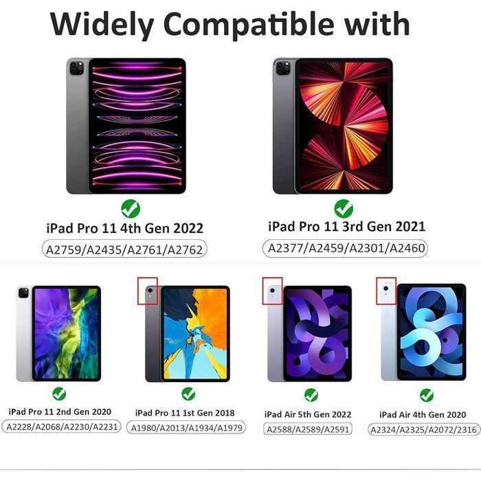 Case + Tempered Glass - BOOLING - for iPad Air 4/5 10.9" - 360° Protection - Black Faux Leather - Multi-Angles