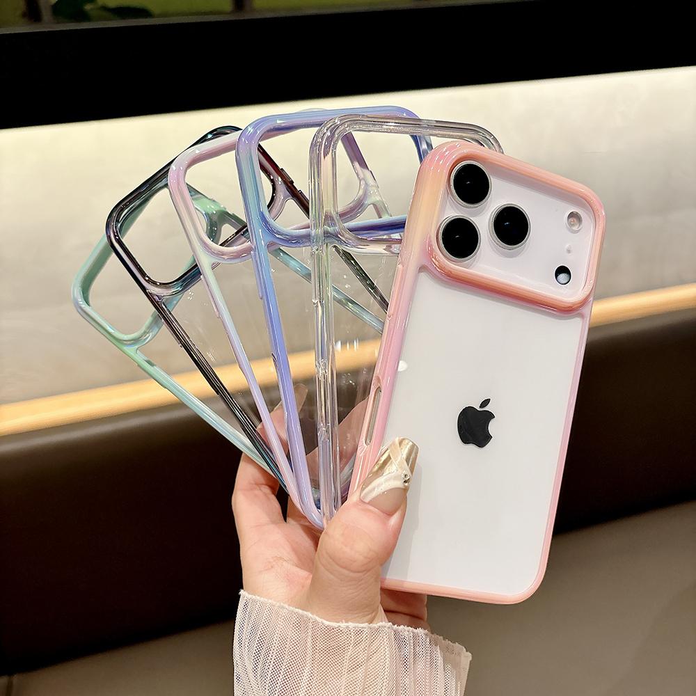 Роскошный прозрачный чехол с лазерным градиентом для IPhone 14 13 12 15 16 17 Pro Max 16 Plus Air Прозрачный ударопрочный бампер Защитная крышка