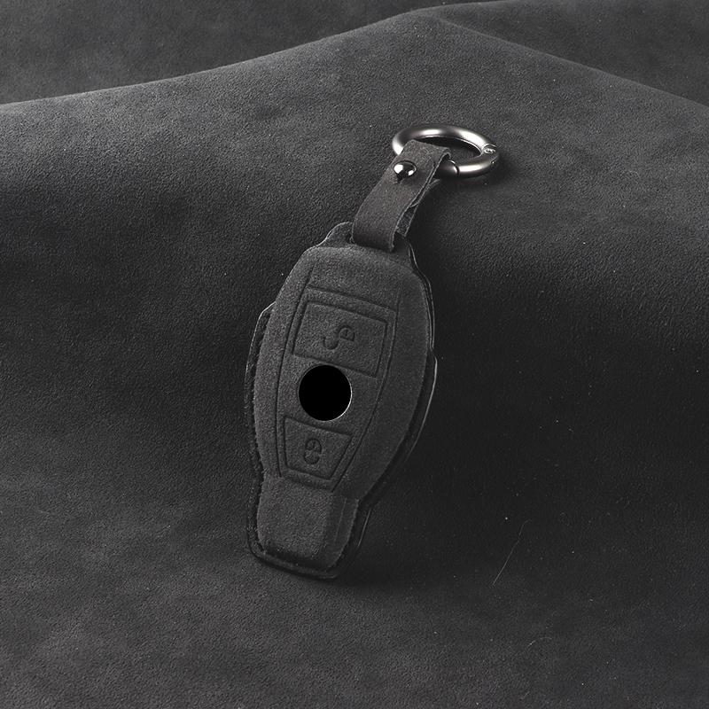 Leather Suede Car Key Case Cover Shell for Mercedes Benz A B C E S G Class W204 W205 W212 W213 W176 W177 GLC CLA AMG Accessories