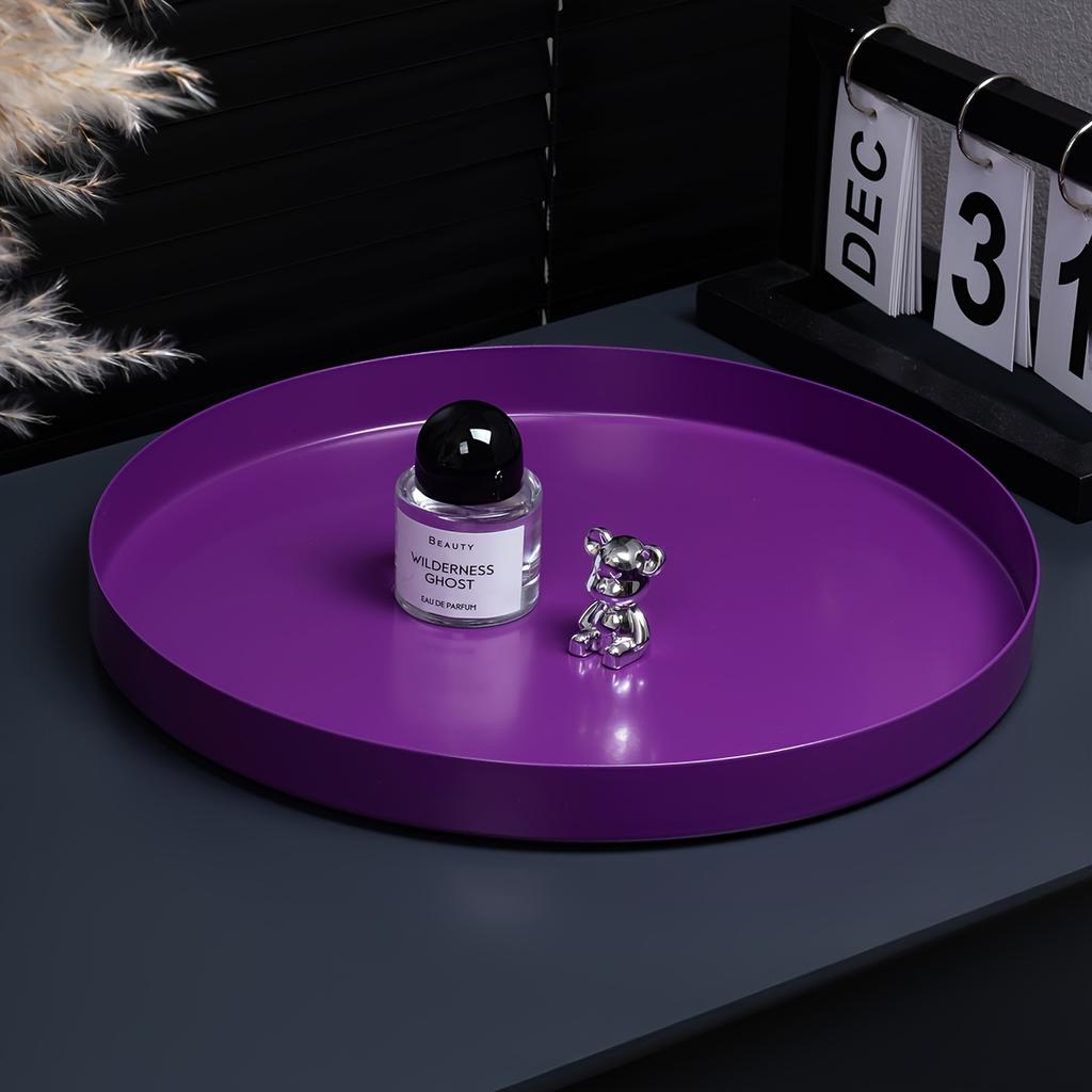 Разноцветные металлические подносы Кованое железо Круглый Органайзер для хранения в ванной комнате и спальне, Матовый глянцевый финиш Декоративный поднос для косметики, парфюмерии