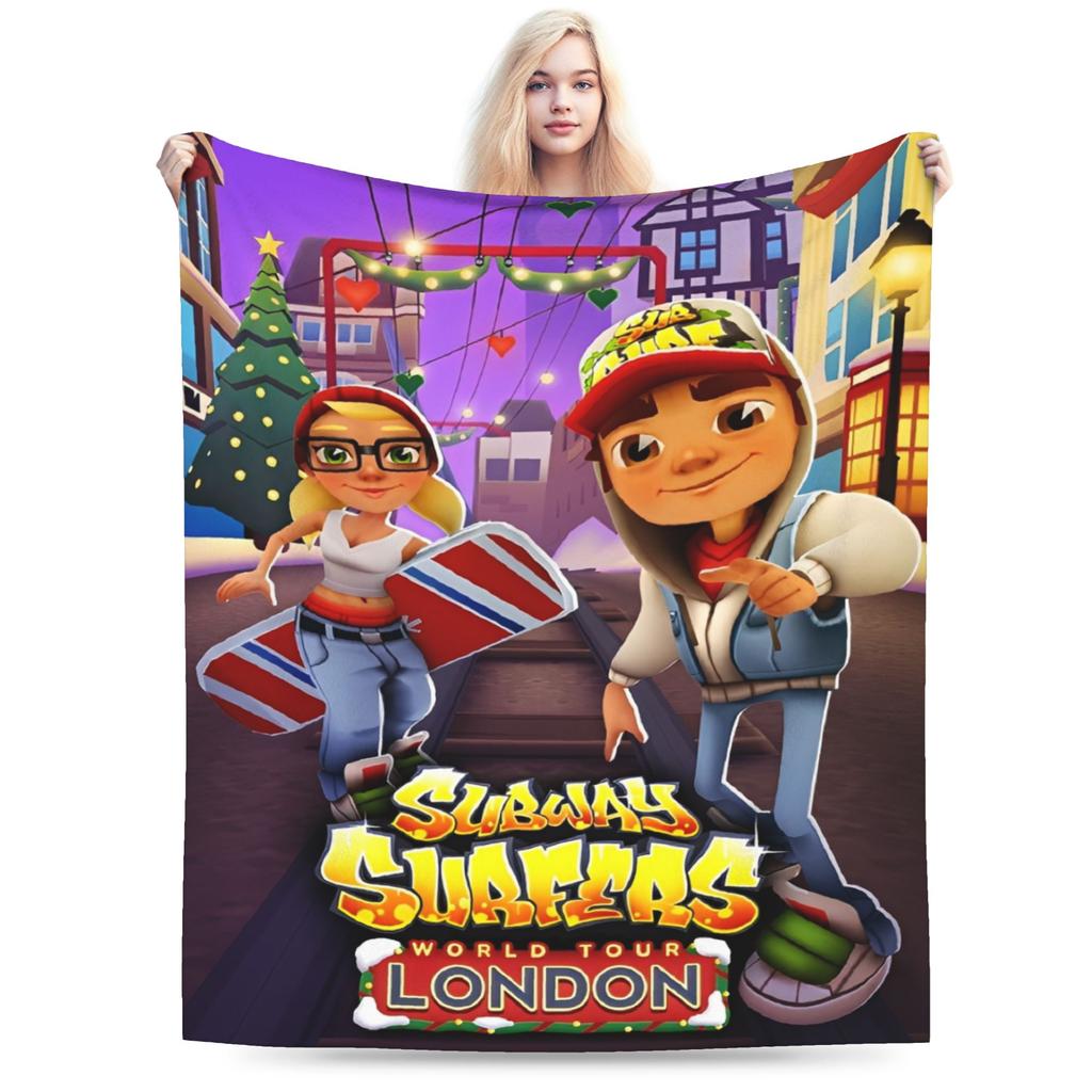 Пледы для видеоигры Y2K Subway Surfers Ультрамягкие фланелевые пледы для отдыха Машинная стирка