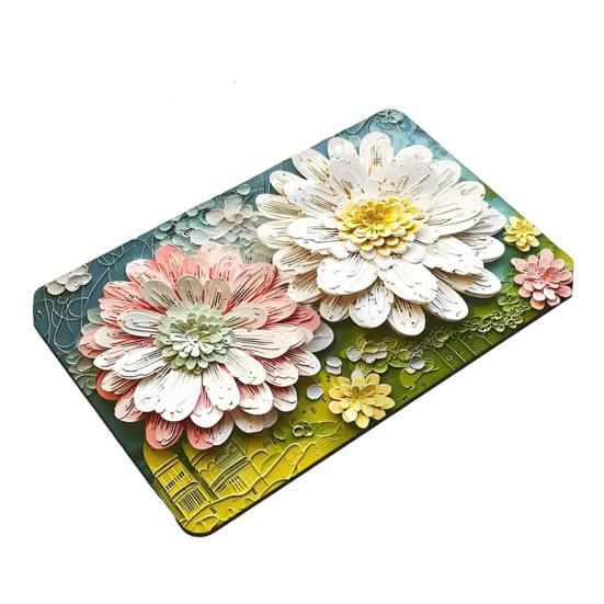 3D Floral Floor Mat Absorbent Diatomaceous Mud Rug Non-Slip Bathroom Entrance Carpet Quick Drying Mat for Living Room Kitchen