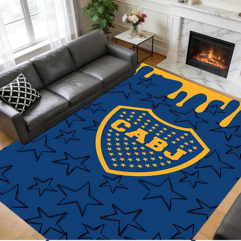 Anti‑Slip Crystal Velvet Floor Rug, Boca Juniors Design Carpet for Indoor Living Bedroom Home Decoration