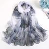 Fashion Floral Printing Silk Scarf Smooth Breathable Women Foulard Lotus Leaf Long Wraps Women